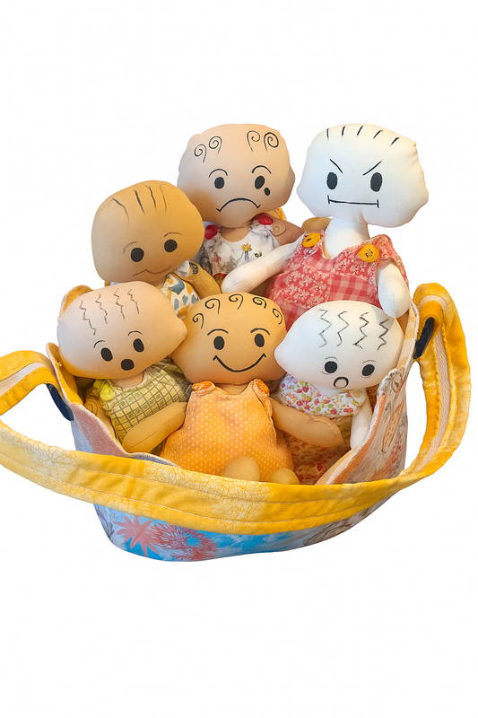 Handmade Craft Basket with 6 Emotion Dolls – Joy, Anger, Surprise & Sadness